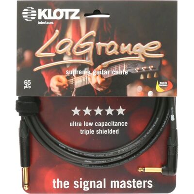 Klotz La Grange 4.5m Audio Cable - Straight/Angled - Black Klotz La Grange 4.5m Audio Cable - Straight/Angled - Black