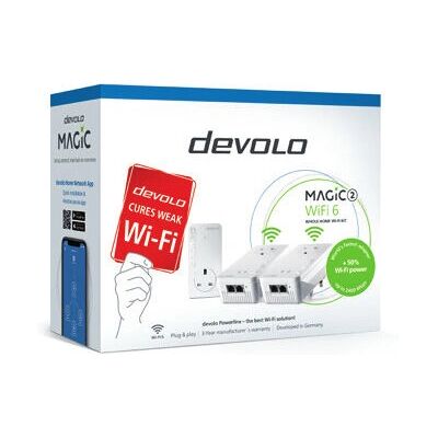 Devolo Magic 2 WiFi 6 Powerline Kit - WiFi 6, 2400 Mbit/s, White Devolo Magic 2 WiFi 6 Powerline Kit - WiFi 6, 2400 Mbit/s, White