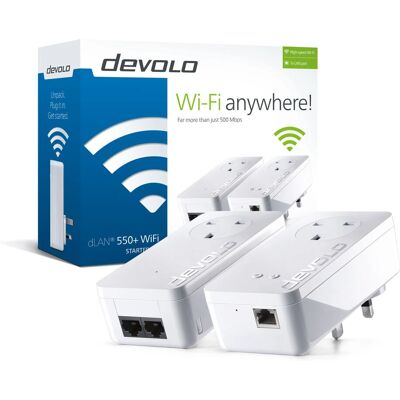 Devolo 550+ STARTER KIT 300 Mbit/s Ethernet LAN Wi-Fi White 2 pc(s) Devolo 550+ STARTER KIT 300 Mbit/s Ethernet LAN Wi-Fi White 2 pc(s)
