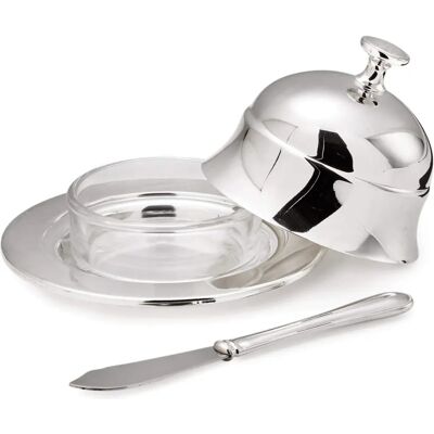 Conjunto de manteigueira Edzard Epe - Revestido a prata, com faca Conjunto de manteigueira Edzard Epe - Revestido a prata, com faca