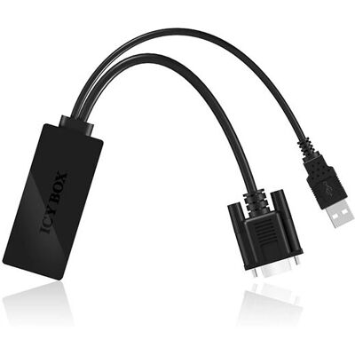 ICY BOX IB-AC512 VGA + Audio naar HDMI Adapter - Zwart ICY BOX IB-AC512 VGA + Audio naar HDMI Adapter - Zwart