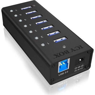 ICY BOX IB-AC618 USB Hub - 7 Portok - Fekete ICY BOX IB-AC618 USB Hub - 7 Portok - Fekete