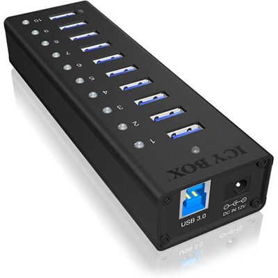 RaidSonic Icy Box IB-AC6110 - 10-Port USB Hub - Schwarz RaidSonic Icy Box IB-AC6110 - 10-Port USB Hub - Schwarz
