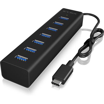 ICY BOX IB-HUB1700-C3 USB 3.2 Gen 1 Type-C 7-portos hub fekete ICY BOX IB-HUB1700-C3 USB 3.2 Gen 1 Type-C 7-portos hub fekete