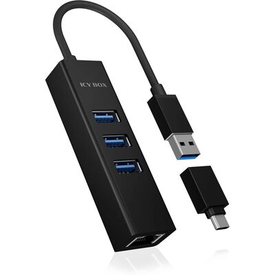 RaidSonic ICY BOX IB-HUB1419-LAN USB 3.2 Hub - Czarny RaidSonic ICY BOX IB-HUB1419-LAN USB 3.2 Hub - Czarny