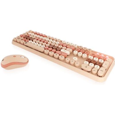 Clavier et souris sans fil KeySonic KSKM-8200M-RF - Bureau, Beige, Marron, Rose Clavier et souris sans fil KeySonic KSKM-8200M-RF - Bureau, Beige, Marron, Rose