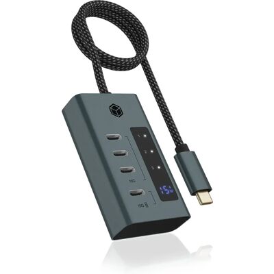 ICY BOX IB-HUB1454-C31 USB Hub - 4x USB-C, Kijelző, 10 Gbit/s ICY BOX IB-HUB1454-C31 USB Hub - 4x USB-C, Kijelző, 10 Gbit/s