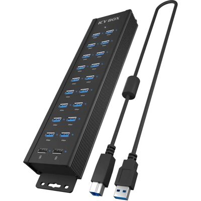 IcyBox Hub IB-HUB1720-U3 20 ports - Données & Charge - Noir IcyBox Hub IB-HUB1720-U3 20 ports - Données & Charge - Noir