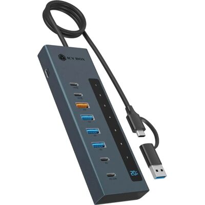 ICY BOX IB-HUB1743-CPD USB Hub - Kék - 10 Gbps, 4x USB-A, 3x USB-C ICY BOX IB-HUB1743-CPD USB Hub - Kék - 10 Gbps, 4x USB-A, 3x USB-C