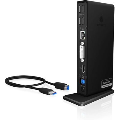 Estação de acoplamento ICY BOX IB-DK2241AC - 11 portas, USB 3.0, HDMI, DVI, LAN Estação de acoplamento ICY BOX IB-DK2241AC - 11 portas, USB 3.0, HDMI, DVI, LAN