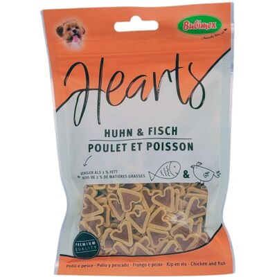 Bubimex Hartvormige hondenkoekjes met kip en vis - 100g Bubimex Hartvormige hondenkoekjes met kip en vis - 100g
