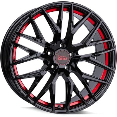 MAM Wheels Rs4 Zwart Gepoedercoat Rood Binnen - Lichtmetalen Velg - Alle Types MAM Wheels Rs4 Zwart Gepoedercoat Rood Binnen - Lichtmetalen Velg - Alle Types