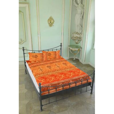 Ensemble de literie Casatex Indi en satin - Orange (Terre) - 200x220 cm - Publicité Ensemble de literie Casatex Indi en satin - Orange (Terre) - 200x220 cm - Publicité