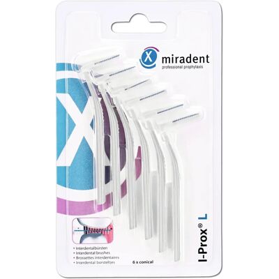 MIRADENT - I-Prox L - 0,6 mm - weiß - 6 St - Interdental brush MIRADENT - I-Prox L - 0,6 mm - weiß - 6 St - Interdental brush