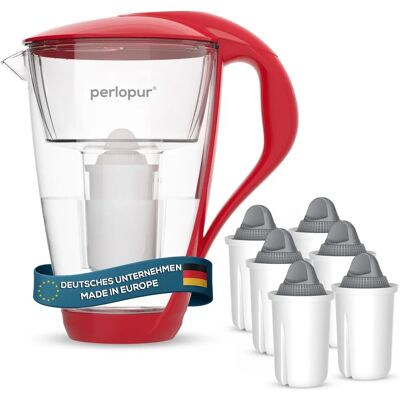 PearlCo Glas-Wasserfilter - rot - 2 L - 6 Cartridges - Wasserfilter PearlCo Glas-Wasserfilter - rot - 2 L - 6 Cartridges - Wasserfilter