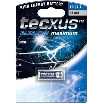 Tecxus LR27/A27 Alkaline Batterie - 12V, 8mm Durchmesser, 28,5mm hoch Tecxus LR27/A27 Alkaline Batterie - 12V, 8mm Durchmesser, 28,5mm hoch
