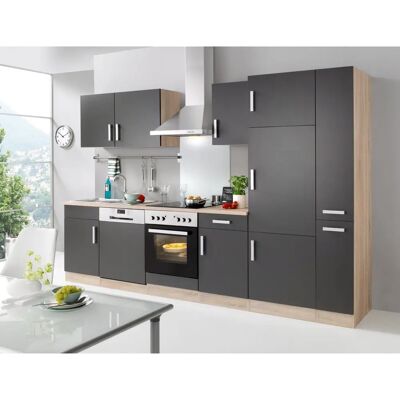 Kochstation KS-Toronto - 3-türiger Küchenschrank, 200cm hoch, anthrazit/sonomaeiche Kochstation KS-Toronto - 3-türiger Küchenschrank, 200cm hoch, anthrazit/sonomaeiche