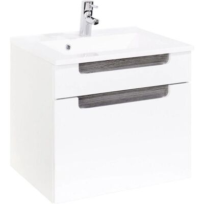 Held Möbel Siena 60cm Hochglanz Weiß / Eiche Rauchsilber Badezimmerwaschtisch Held Möbel Siena 60cm Hochglanz Weiß / Eiche Rauchsilber Badezimmerwaschtisch