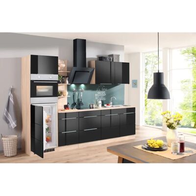 Kochstation KS-Brindisi - 100cm Schwarz/Eiche - Hängeschrank Kochstation KS-Brindisi - 100cm Schwarz/Eiche - Hängeschrank