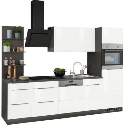 Kochstation Brindisi 280cm Weiße Hochglanz-Küche Kochstation Brindisi 280cm Weiße Hochglanz-Küche