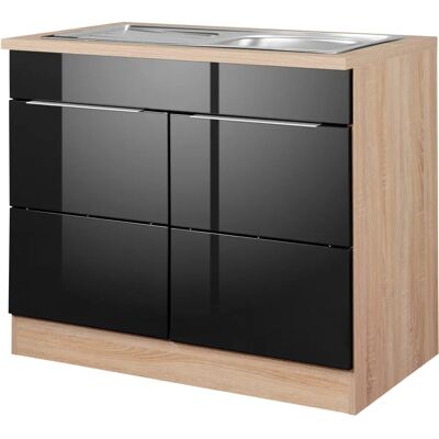 Kochstation KS-Brindisi - Hochglanz Küchenschrank - 100cm Kochstation KS-Brindisi - Hochglanz Küchenschrank - 100cm
