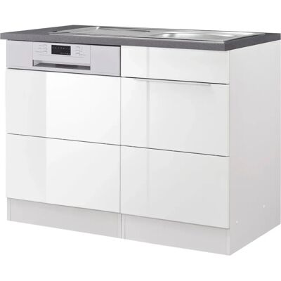 Kochstation KS-Brindisi - 110cm Weiß Hochglanz Küchenunterschrank Kochstation KS-Brindisi - 110cm Weiß Hochglanz Küchenunterschrank