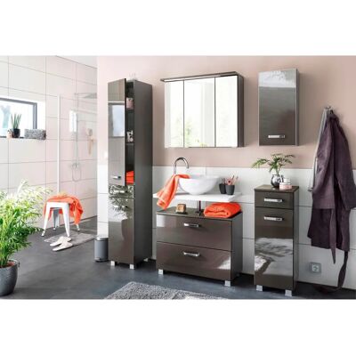 WELLTIME Ravenna - Bad Wandregal, grau, 30x20x64 cm - Wall Cabinet WELLTIME Ravenna - Bad Wandregal, grau, 30x20x64 cm - Wall Cabinet