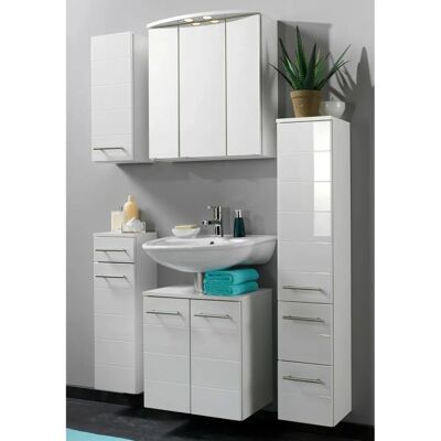 WELLTIME Porto Midischrank - Hochglänzende Front, 2 Einlegeböden, 1 Tür - Badmöbel WELLTIME Porto Midischrank - Hochglänzende Front, 2 Einlegeböden, 1 Tür - Badmöbel