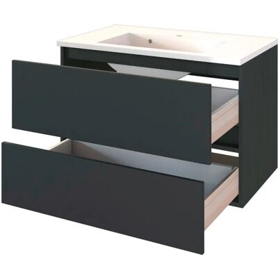 WELLTIME Baabe Waschbecken - Wandmontage, Grau, 80cm Breite WELLTIME Baabe Waschbecken - Wandmontage, Grau, 80cm Breite