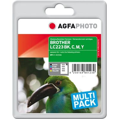 AgfaPhoto - 4er-Pack Tintenpatronen - Schwarz, Cyan, Magenta, Gelb - Kompatibel mit Brother AgfaPhoto - 4er-Pack Tintenpatronen - Schwarz, Cyan, Magenta, Gelb - Kompatibel mit Brother