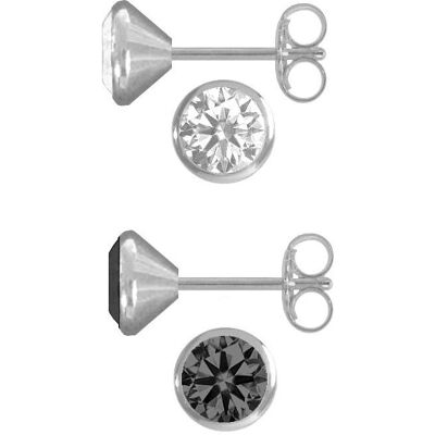 Firetti Silber 925 Zirkonia Ohrstecker-Set - Schwarz-Weiß Firetti Silber 925 Zirkonia Ohrstecker-Set - Schwarz-Weiß