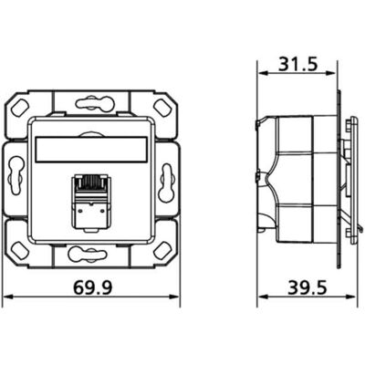 Metz Connect Netzwerksockel - C6A UP0, 1xRJ45 - Ethernet, Silber Metz Connect Netzwerksockel - C6A UP0, 1xRJ45 - Ethernet, Silber