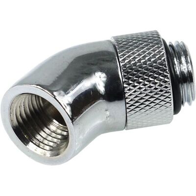 Raccordo tubo acqua Alphacool 64197 - Angolo di 45° rotativo G1/4 - Cromato Raccordo tubo acqua Alphacool 64197 - Angolo di 45° rotativo G1/4 - Cromato
