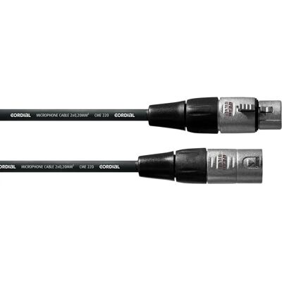 Cordial mikrofonkabel - 0,5m - XLR han/hon - Svart Cordial mikrofonkabel - 0,5m - XLR han/hon - Svart