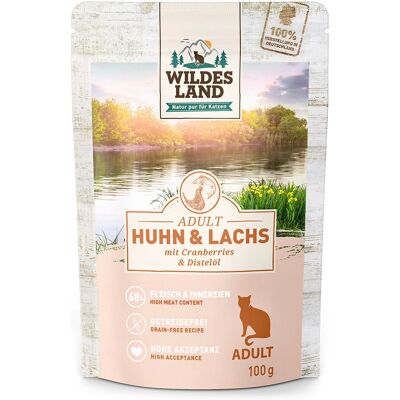 Wildes Land WL58259 Natvoer voor katten - Classic Adult - Kip & Zalm - 100 g Wildes Land WL58259 Natvoer voor katten - Classic Adult - Kip & Zalm - 100 g