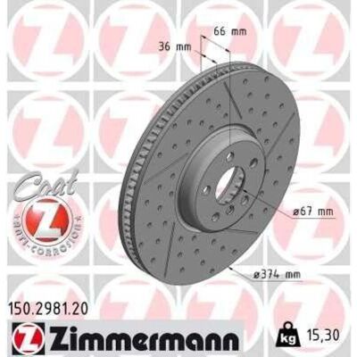 ZIMMERMANN 150.2981.20 Disco de freno - Disco de freno ZIMMERMANN 150.2981.20 Disco de freno - Disco de freno