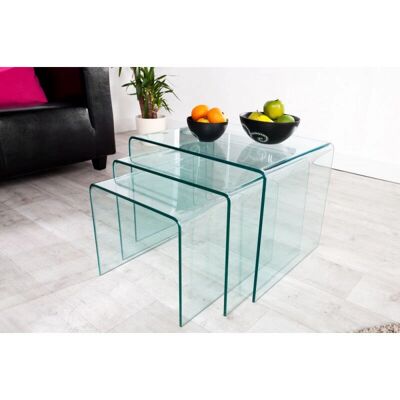 Invicta Fantome 3-teiliges Couchtisch-Set - Transparent - Modernes Design Invicta Fantome 3-teiliges Couchtisch-Set - Transparent - Modernes Design