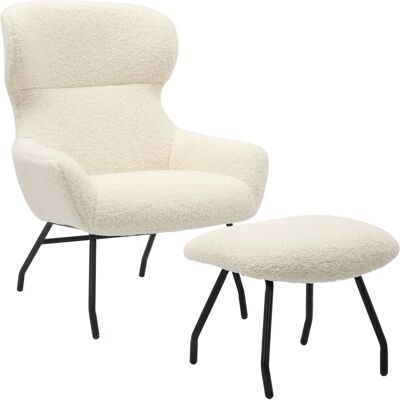 SalesFever Beiger Sessel- und Hocker-Set - Teddyfell SalesFever Beiger Sessel- und Hocker-Set - Teddyfell