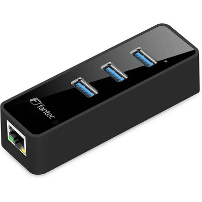 Fantec UMP-3UE1000 - Hub USB 3.0 et Adaptateur Ethernet - Noir - Publicité Fantec UMP-3UE1000 - Hub USB 3.0 et Adaptateur Ethernet - Noir - Publicité