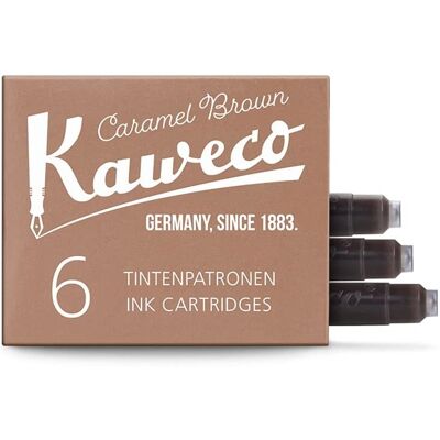 Cartouches d'encre Kaweco - Pack de 6 - Marron Caramel - Recharge pour Stylo - Publicité Cartouches d'encre Kaweco - Pack de 6 - Marron Caramel - Recharge pour Stylo - Publicité
