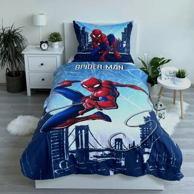 Spiderman Blue Cotton Single Duvet Cover Set - European Size Spiderman Blue Cotton Single Duvet Cover Set - European Size