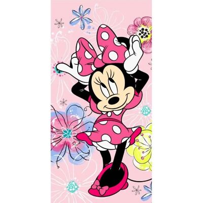 Toalha de praia rosa com flores da Minnie Mouse Disney - Toalha de praia Toalha de praia rosa com flores da Minnie Mouse Disney - Toalha de praia