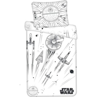 Star Wars Lençol de algodão que brilha no escuro - Solteiro 140x200 cm Star Wars Lençol de algodão que brilha no escuro - Solteiro 140x200 cm