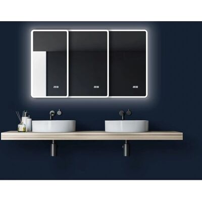 TALOS Sun LED Badkamer Spiegel - Wandmontage met digitale klok TALOS Sun LED Badkamer Spiegel - Wandmontage met digitale klok