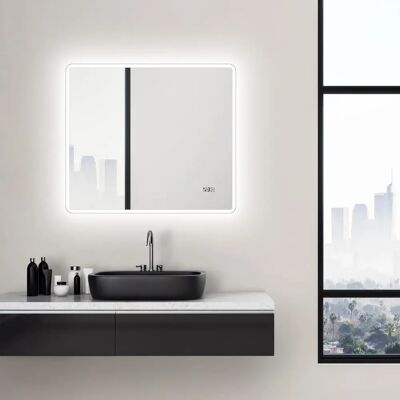 Specchio da bagno LED Talos - Orologio digitale e illuminazione Specchio da bagno LED Talos - Orologio digitale e illuminazione