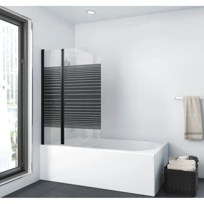 Marwell Schwarz Linien Duschwand - 100x140cm - Nur Links Marwell Schwarz Linien Duschwand - 100x140cm - Nur Links