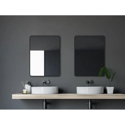 Talos Black Living Wall Mirror - Rectangular 80x60 cm - Modern Style Talos Black Living Wall Mirror - Rectangular 80x60 cm - Modern Style