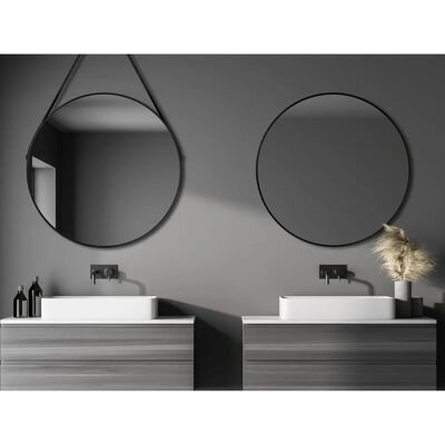 Specchio da Parete Rotondo Talos 80cm - Cornice in Alluminio Nero Specchio da Parete Rotondo Talos 80cm - Cornice in Alluminio Nero