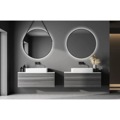 Specchio LED da Parete TALOS - 80cm, Nero, LED Indiretto Specchio LED da Parete TALOS - 80cm, Nero, LED Indiretto