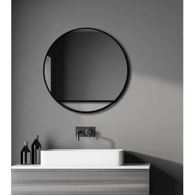 Talos Black 60cm Round Wall Mirror - Bathroom & Living Decor Talos Black 60cm Round Wall Mirror - Bathroom & Living Decor